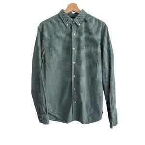 Banana Republic Men's M Green Check Gingham Button Down Long Sleeve Cotton Shirt
